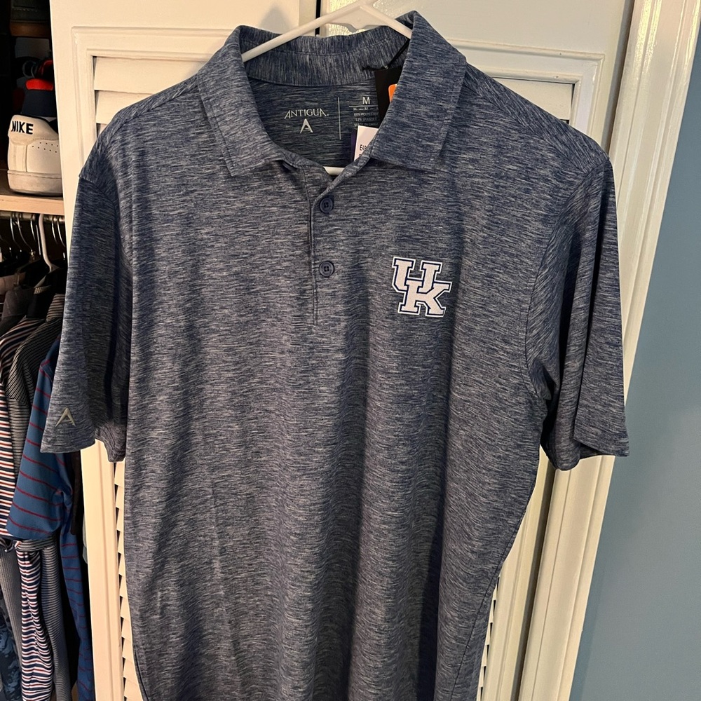 Antigua Men's Heathered Navy Polo with UK Logo